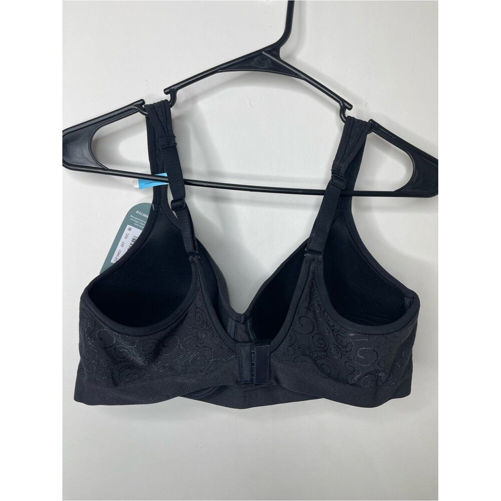 Bali Comfort Revolution Wire-Free Bra 42C Black Swirl Adjustable - Picture 4 of 8